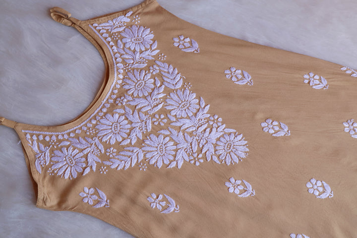 Farhaa Beige Short Sleeveless Kurta