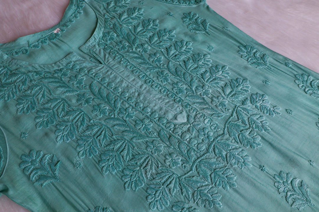 MehrNaaz Sea Blue Pure Muslin Kurta
