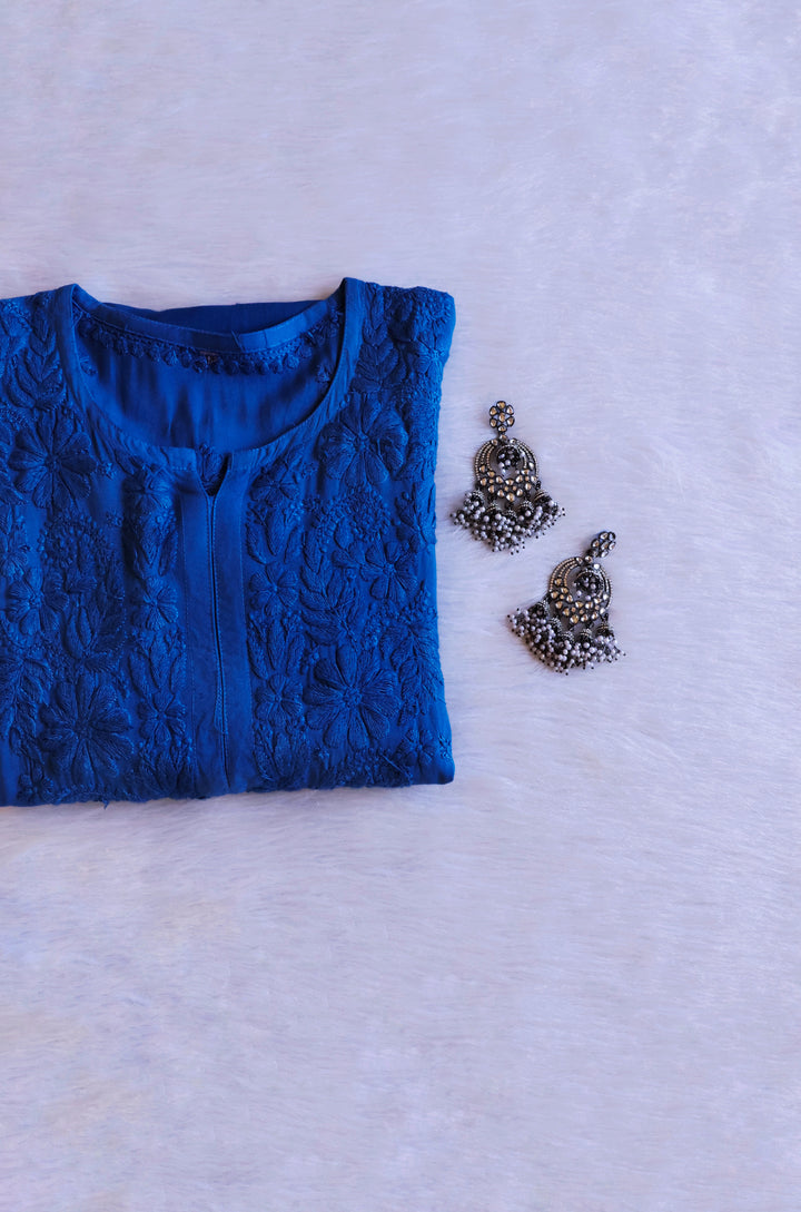 Zahrah Royal Blue Ombre Long Rayon Kurta