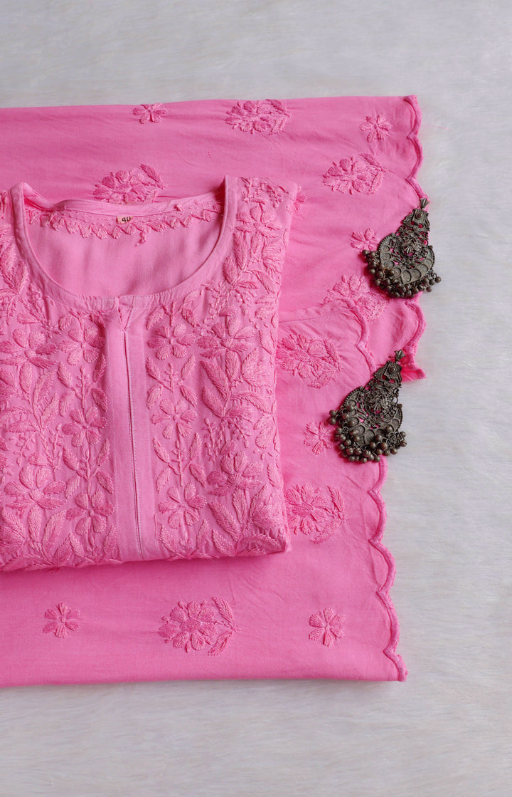 Alishba Baby Pink Scalloped Rayon set