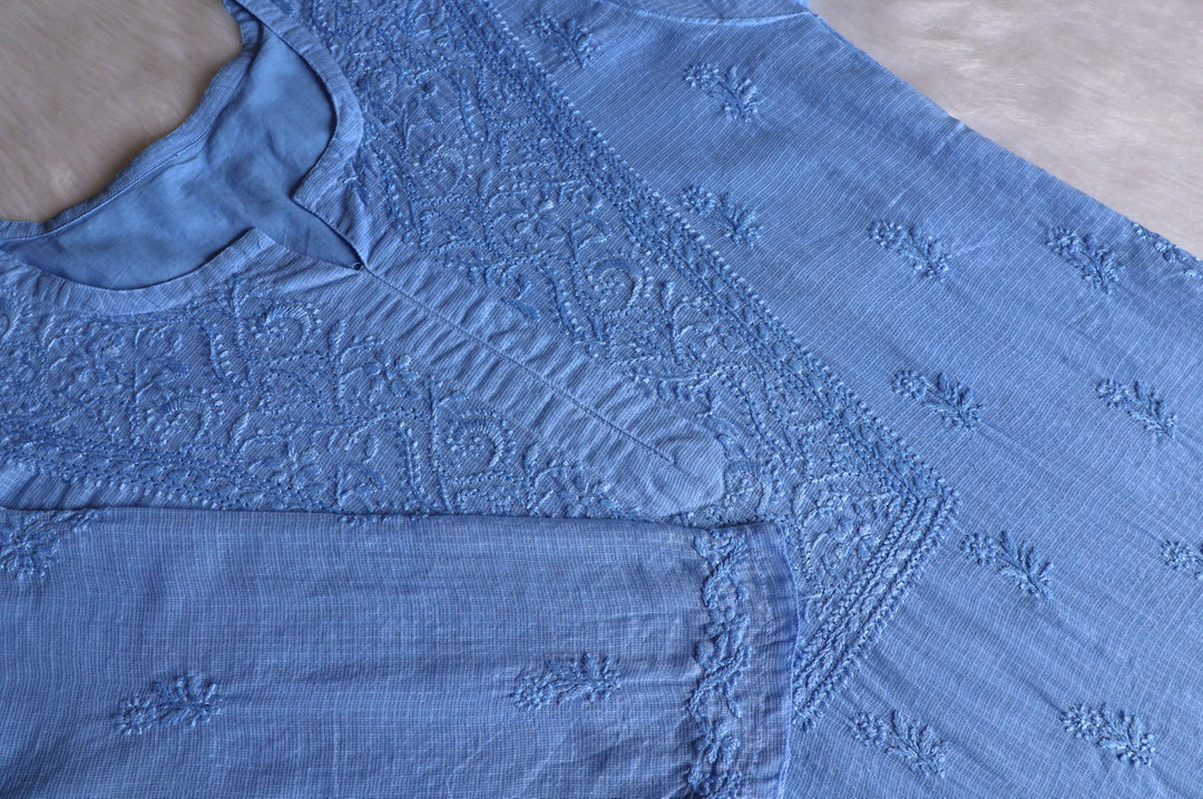 Renisa Ice Blue Soft Kota Kurta