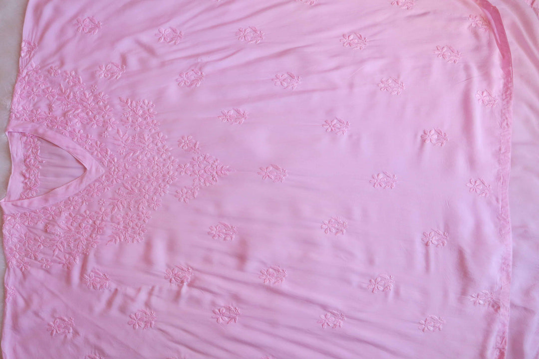 Sadiya Baby Pink Luxe Muslin Kaftan