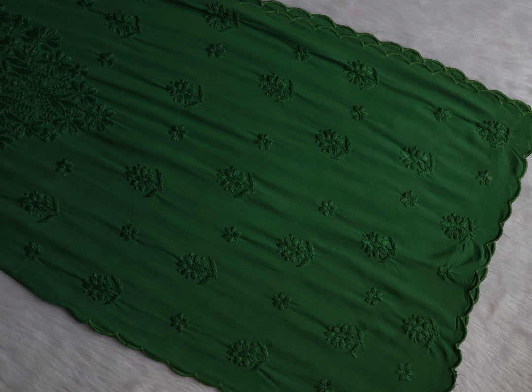 Gul Deep Green Scalloped Long Rayon Kurta