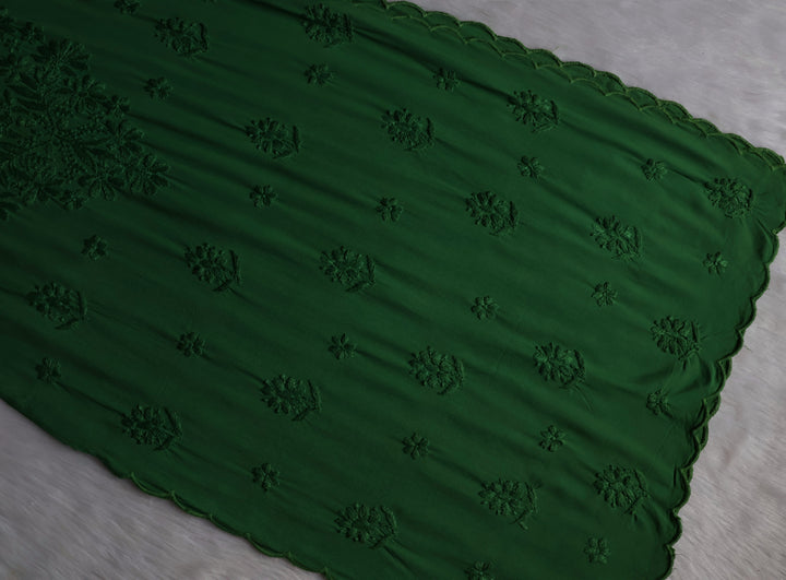 Gul Deep Green Scalloped Long Rayon Kurta