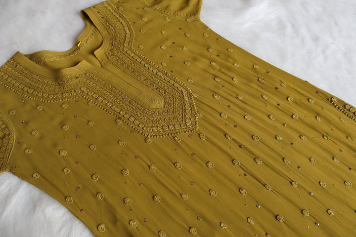 Mahaa Olive Viscose Georgette Kurta