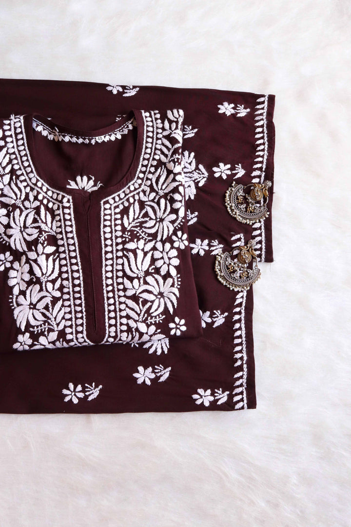 Zainab Chocolate Brown Rayon Kurta Pant set