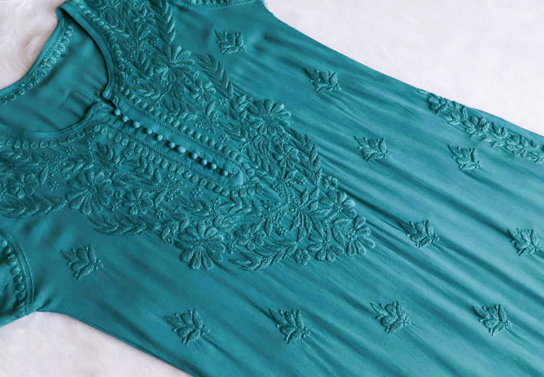 Enaara Mint Blue Potli Button Rayon set