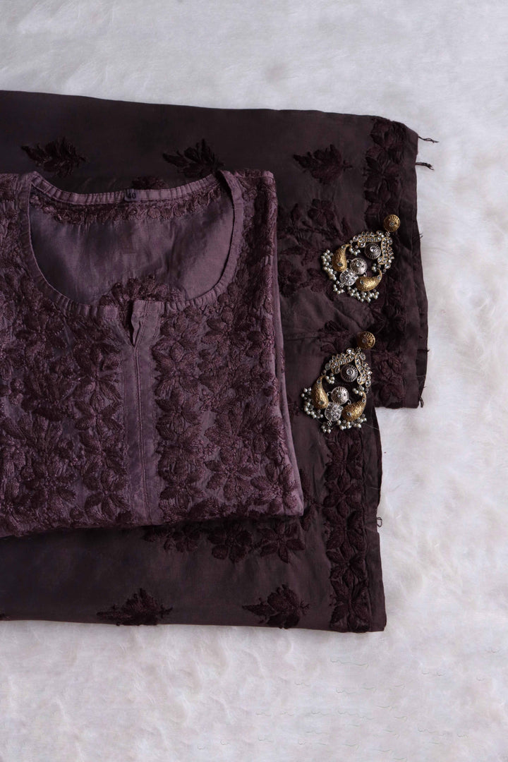 Adah Smoky Purple Pure Chanderi set