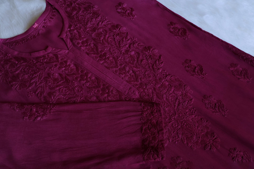 Farhaa Burgundy 2 piece Rayon set