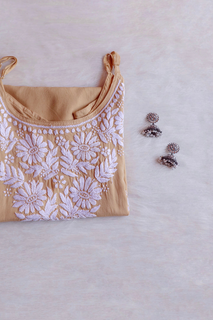 Farhaa Beige Short Sleeveless Kurta