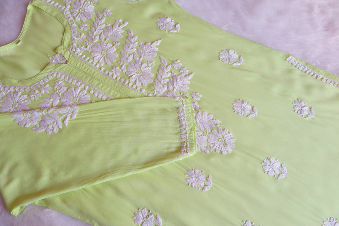 Zahrah Lime Green Modal Kurta Pant set