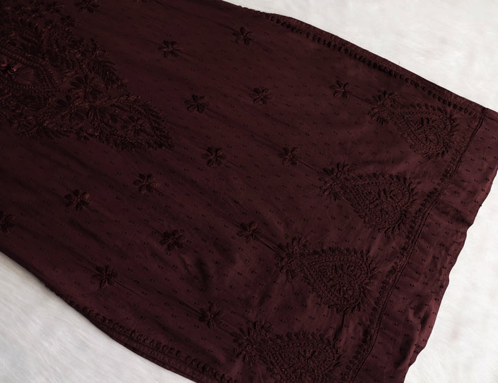Nazakat Chocolate Brown 3 Piece Cotton Kurta set