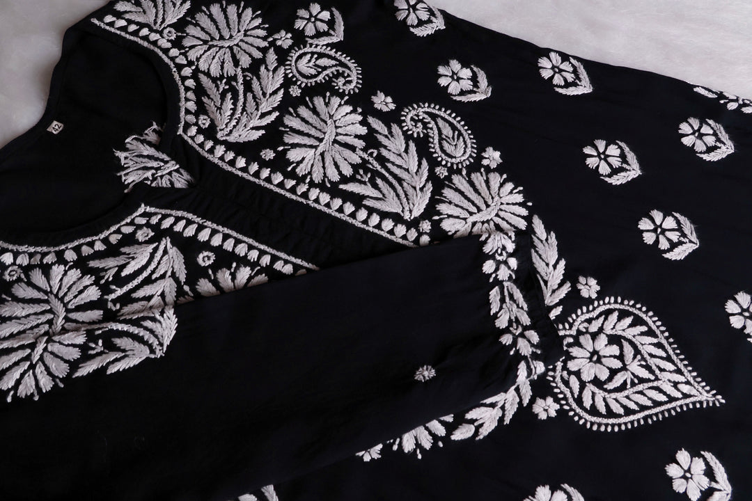 Mahnoor Black Long Modal Kurta