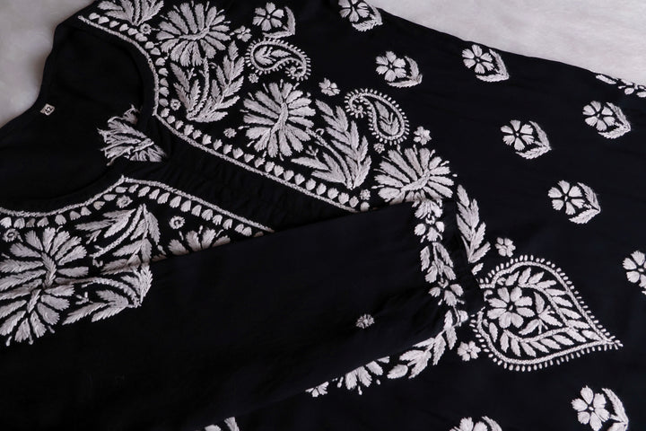 Mahnoor Black Long Modal Kurta