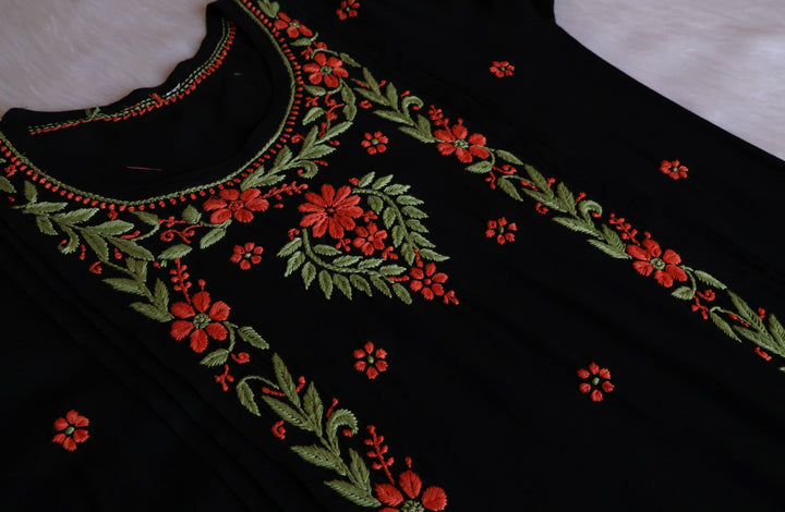 Firdaus Black & Saffron Modal Kurta Set