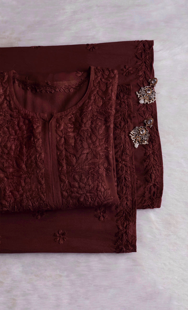Zobia Rose Brown 2 piece Rayon set