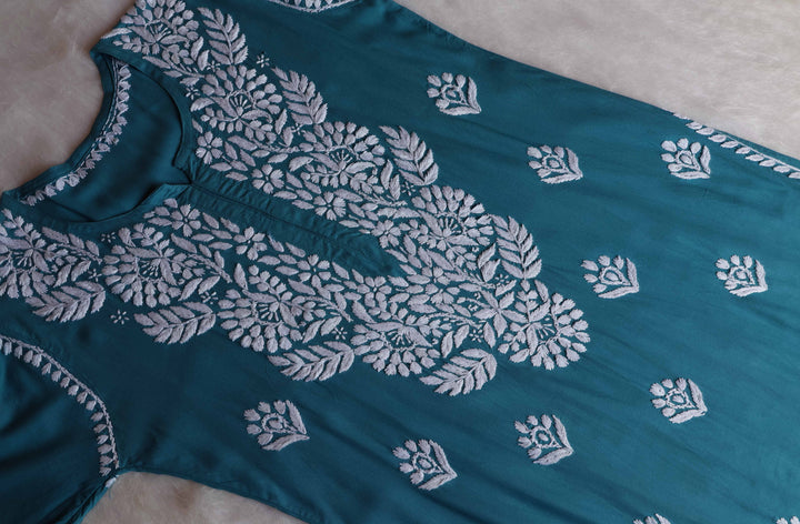 Raaha Sea Blue Long Rayon kurta
