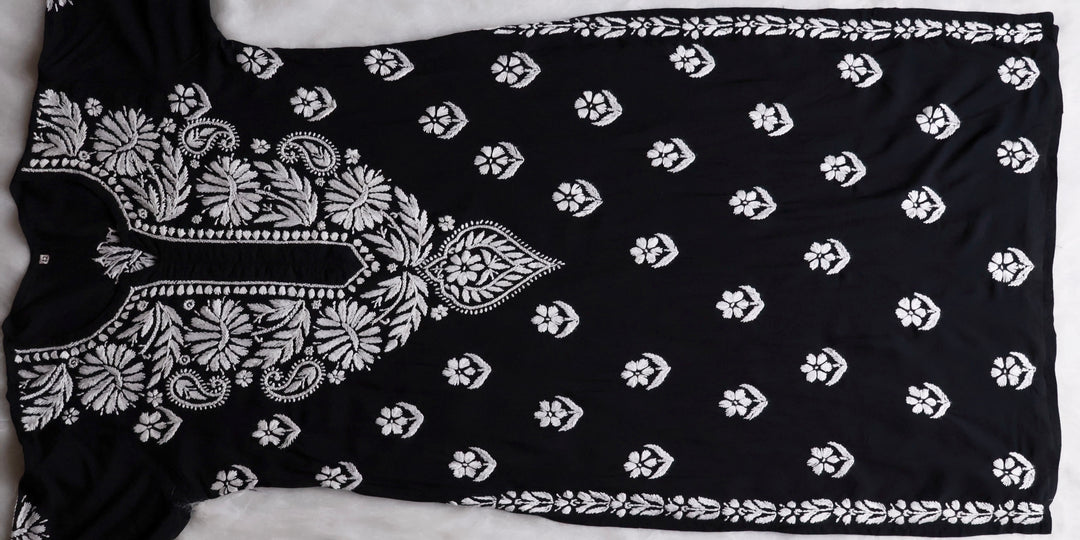 Mahnoor Black Long Modal Kurta