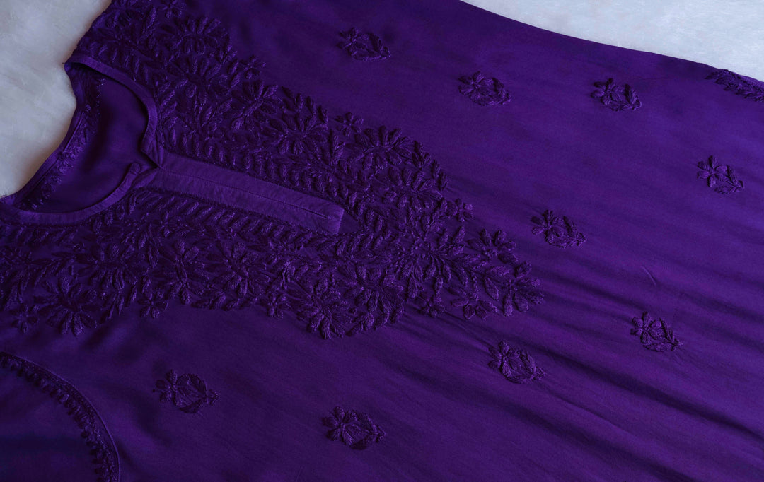 Amirah Deep Purple Long Rayon Kurta