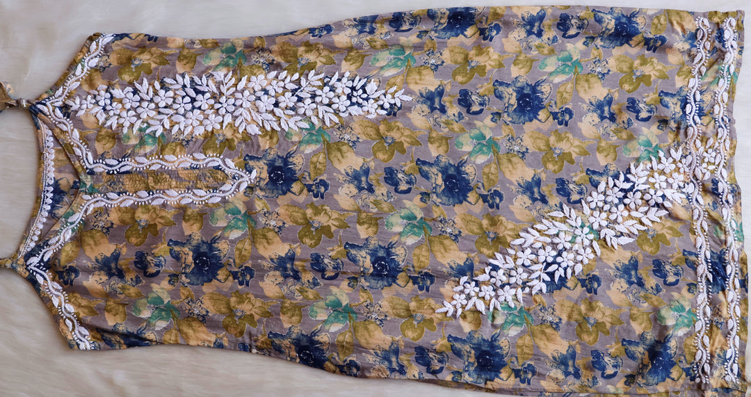 Duaa Blue Pure Muslin Floral Sleeveless Set