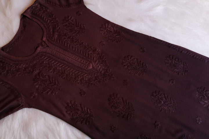 Laila Chocolate Brown Ombre Long Rayon Kurta