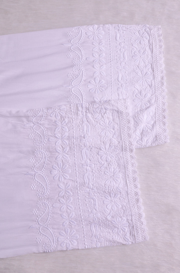 White Chikankari Rayon Lace Palazzo