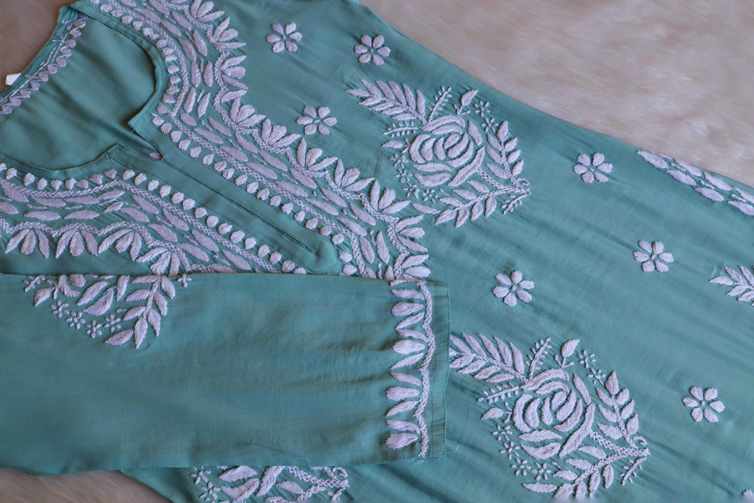 Anaisha Sea Blue Silk Crepe Kurta set