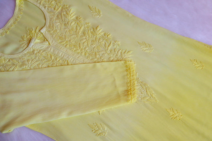 Farhaa Pastel Yellow Ombre Long Rayon Kurta