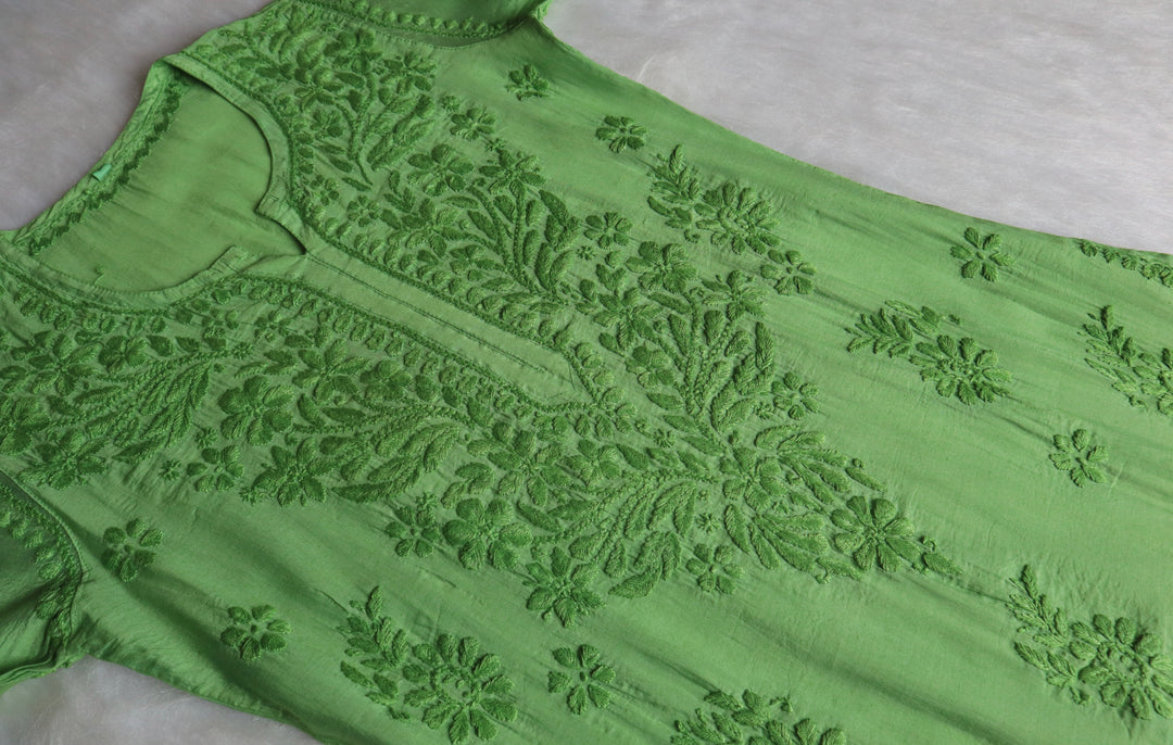 Zenara Green Chanderi Kurta