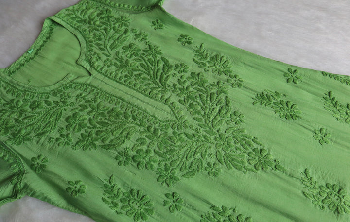 Zenara Green Chanderi Kurta