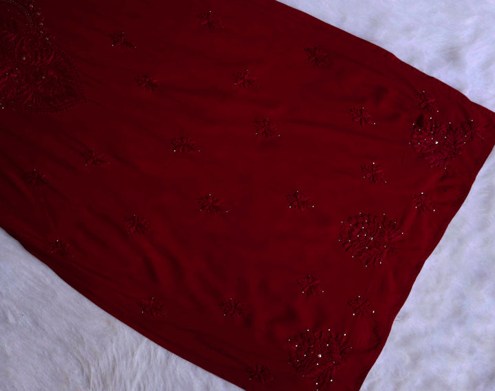 Naida Maroon 2 piece Rayon Mukaish set