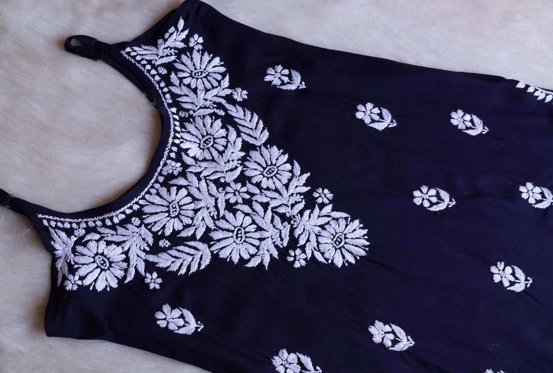 Farhaa Navy Blue Short Sleeveless Kurta