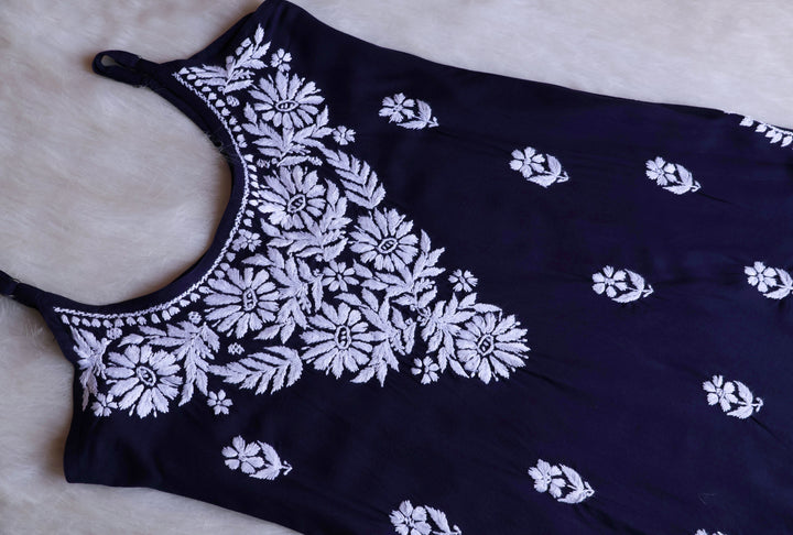 Farhaa Navy Blue Short Sleeveless Kurta