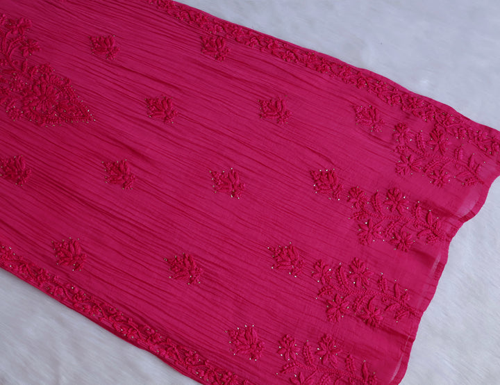 Naqsh Deep Pink Pure Chanderi Mulmul Set