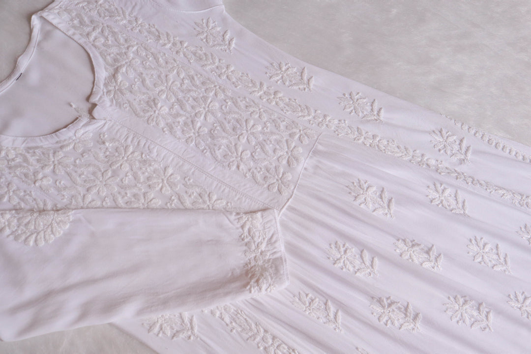 Ayesha White Nyra Cut Rayon Kurta