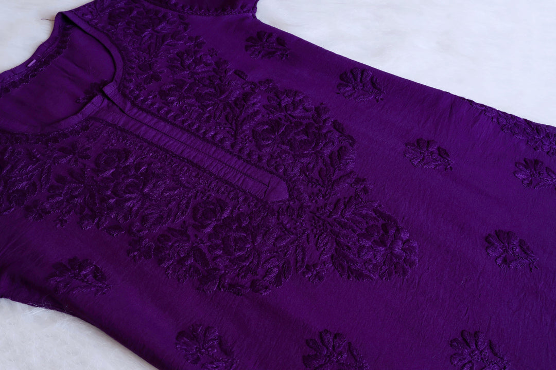 Meerab Deep Purple Pure Chanderi set