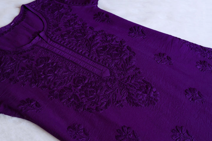 Meerab Deep Purple Pure Chanderi set