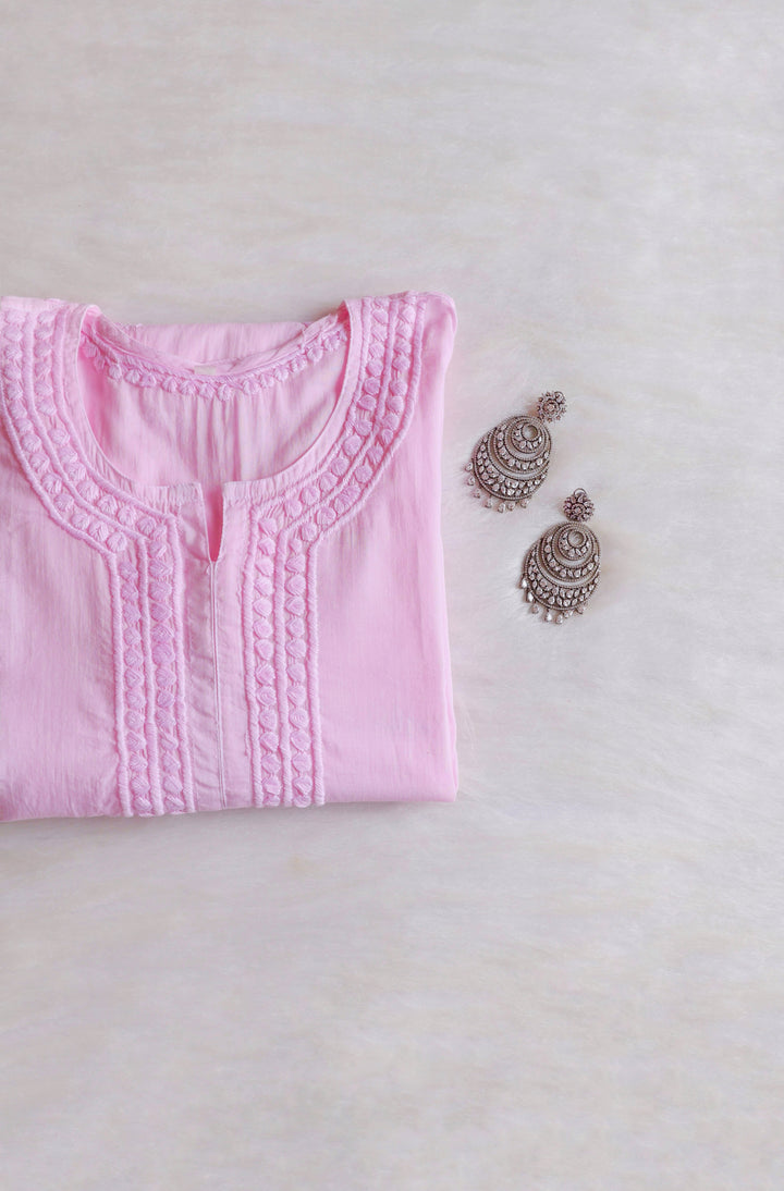 Saleha Baby Pink Cotton Kurta