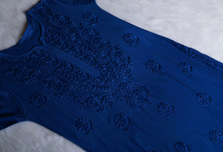 Duaa Royal Blue Long Ombre Rayon Kurta