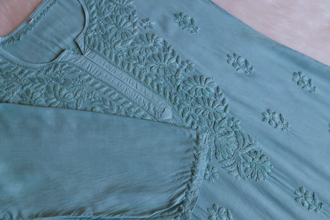 Amirah Sea Blue Ombre Long Rayon Kurta