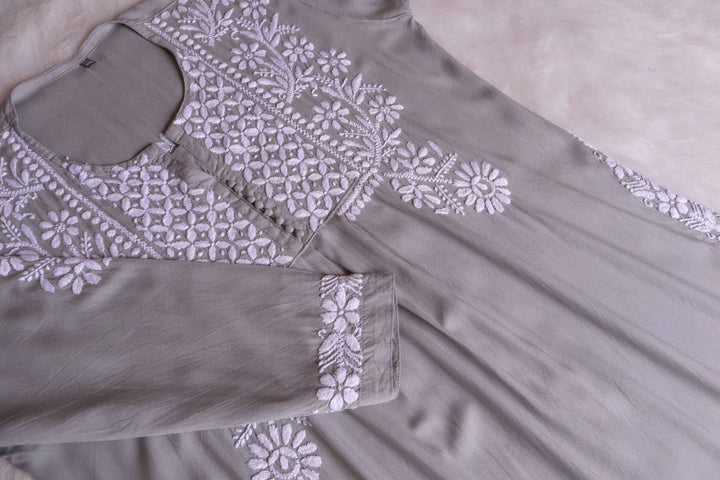 Maahi Grey Long Rayon Kurta