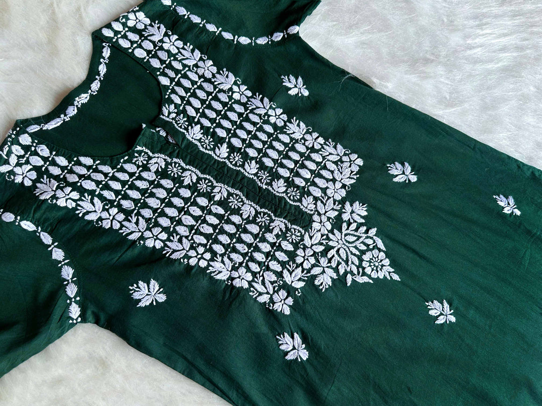 Rumaana Deep Green Cotton Kurta