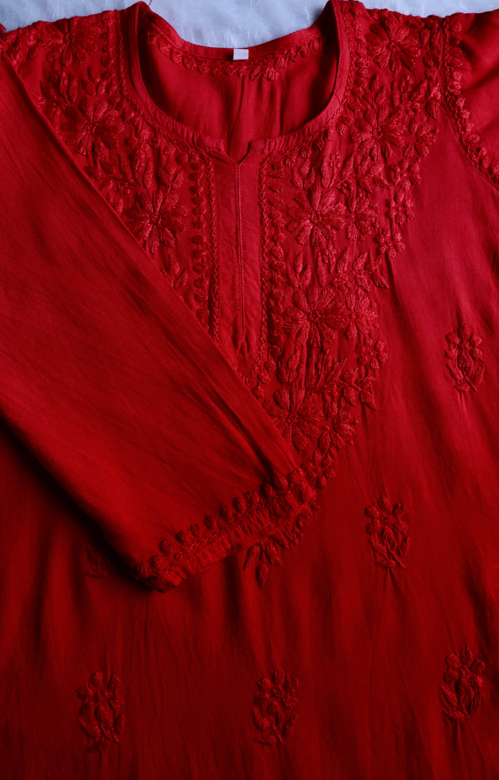 Farhaa Red Short Rayon Kurta
