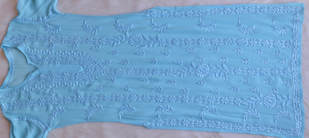 Zamda Sky Blue Viscose Georgette Kurta