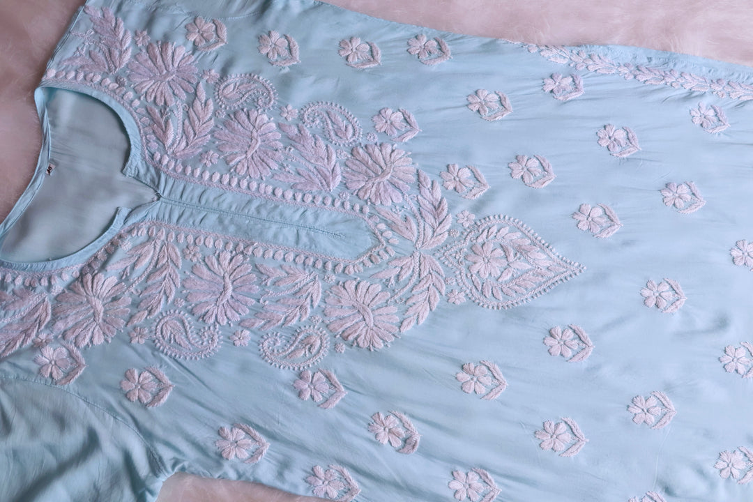 Mahnoor Powder Blue Long Modal Kurta