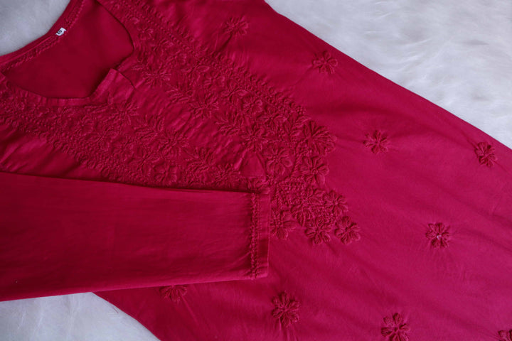 Zaira Deep Pink Long Cotton Kurta