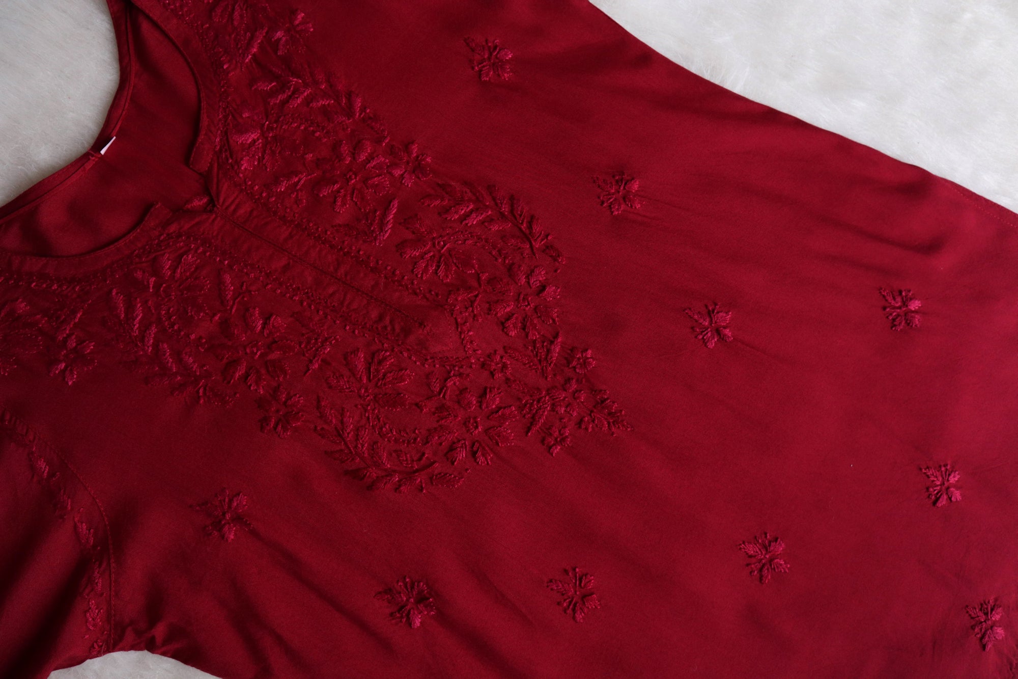 Myra Maroon Short Rayon Kurta