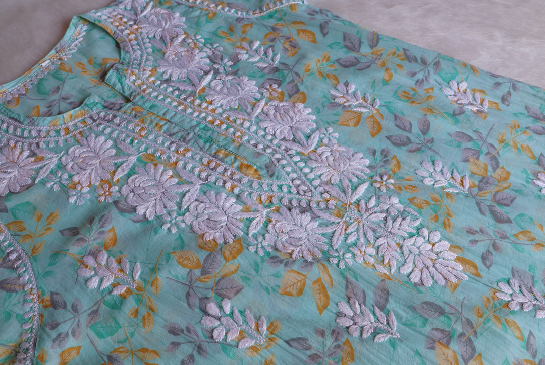 Iris Mint Green Pure Mulmul set
