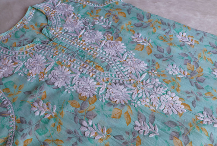 Iris Mint Green Pure Mulmul set