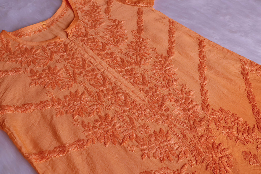 Jannat Peach Pure Chanderi set